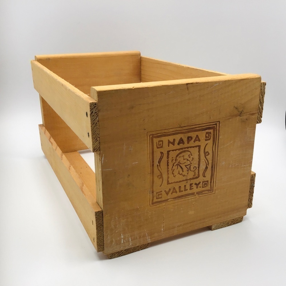 Vtg Authentic Napa Valley Box Company 20 CD DVD Game Storage Wood Crate Media